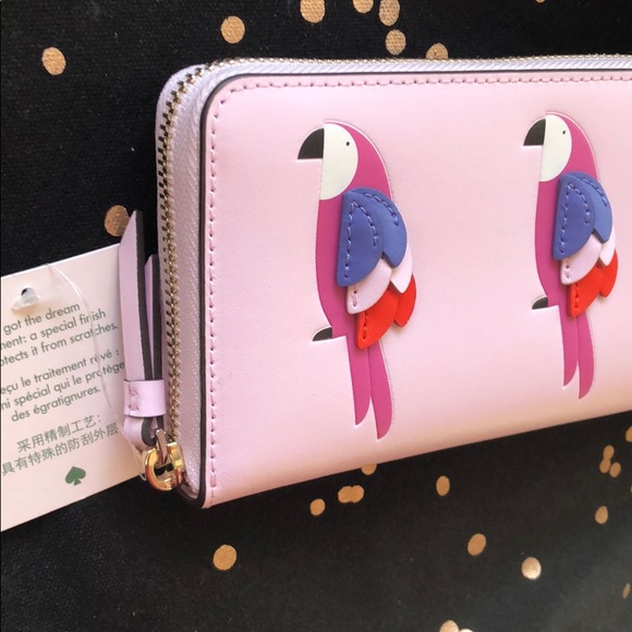 Kate Spade Flock Party Applique Parrot Zip Wallet - Picture 3 of 6